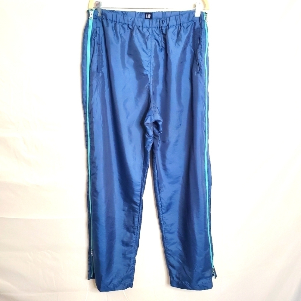 Gap Windbreaker Track Pants Size 14 Full Leg Zip Hi-Rise Y2K Slouchy Activewear